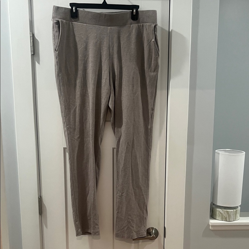J. Jill Purejill Women's Taupe Affinity French Terry Slim Leg Pants Large